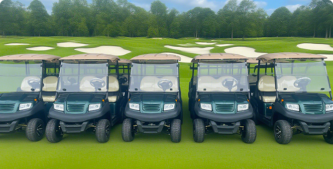 多种高尔夫球车展示