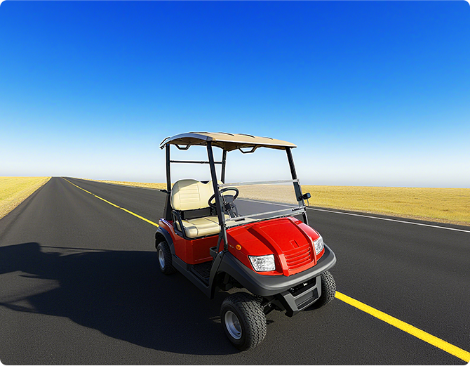 红色电动高尔夫球车展示安全与操控