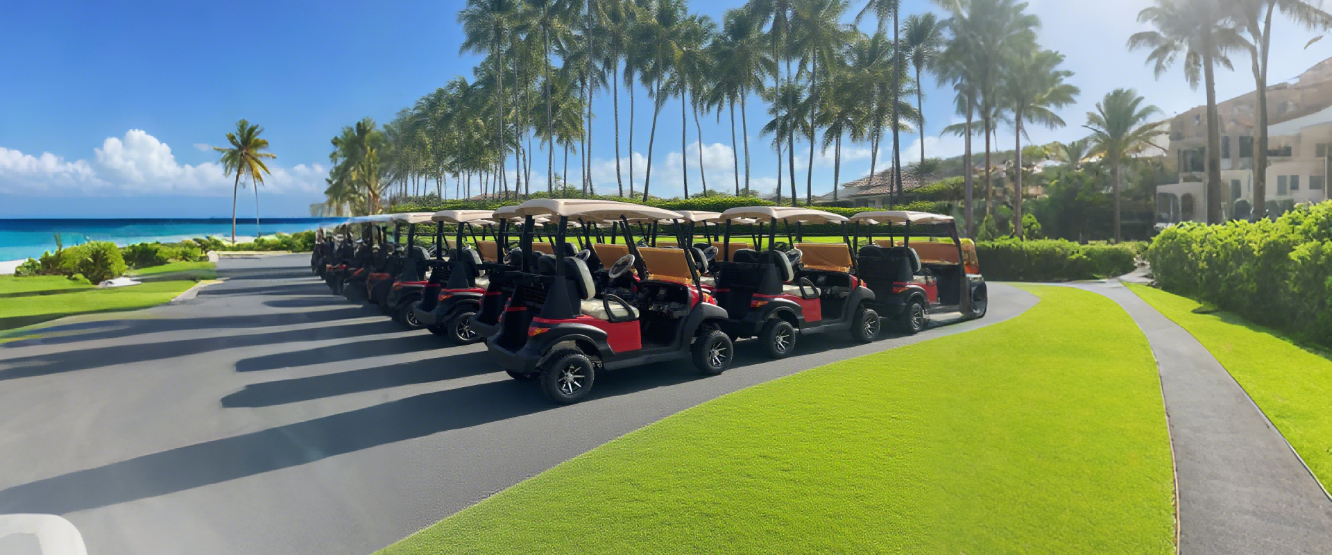 高尔夫球车背景图